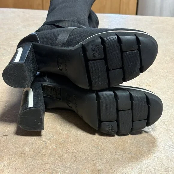 Gadea Black Stretch Sock Buckle Boots Leather Heels Made In Spain 37 Extralight - Picture 9 of 15